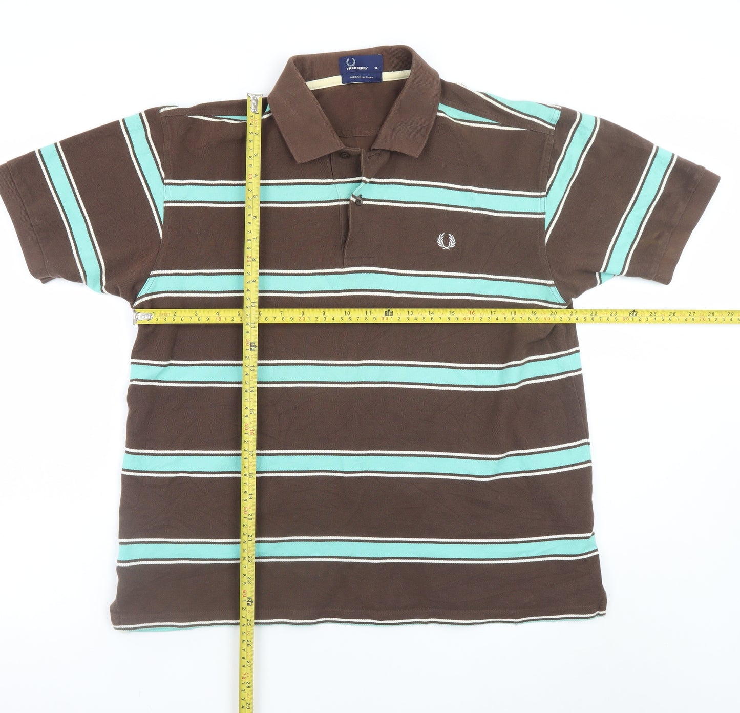 Fred Perry Men's Brown Striped Cotton Polo Shirt XL