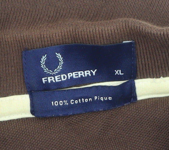 Fred Perry Men's Brown Striped Cotton Polo Shirt XL