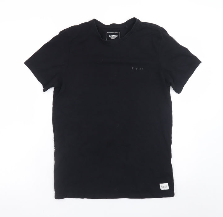 Firetrap Men's Black Cotton Crew Neck Short Sleeve T-Shirt M