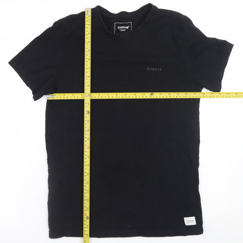 Firetrap Men's Black Cotton Crew Neck Short Sleeve T-Shirt M