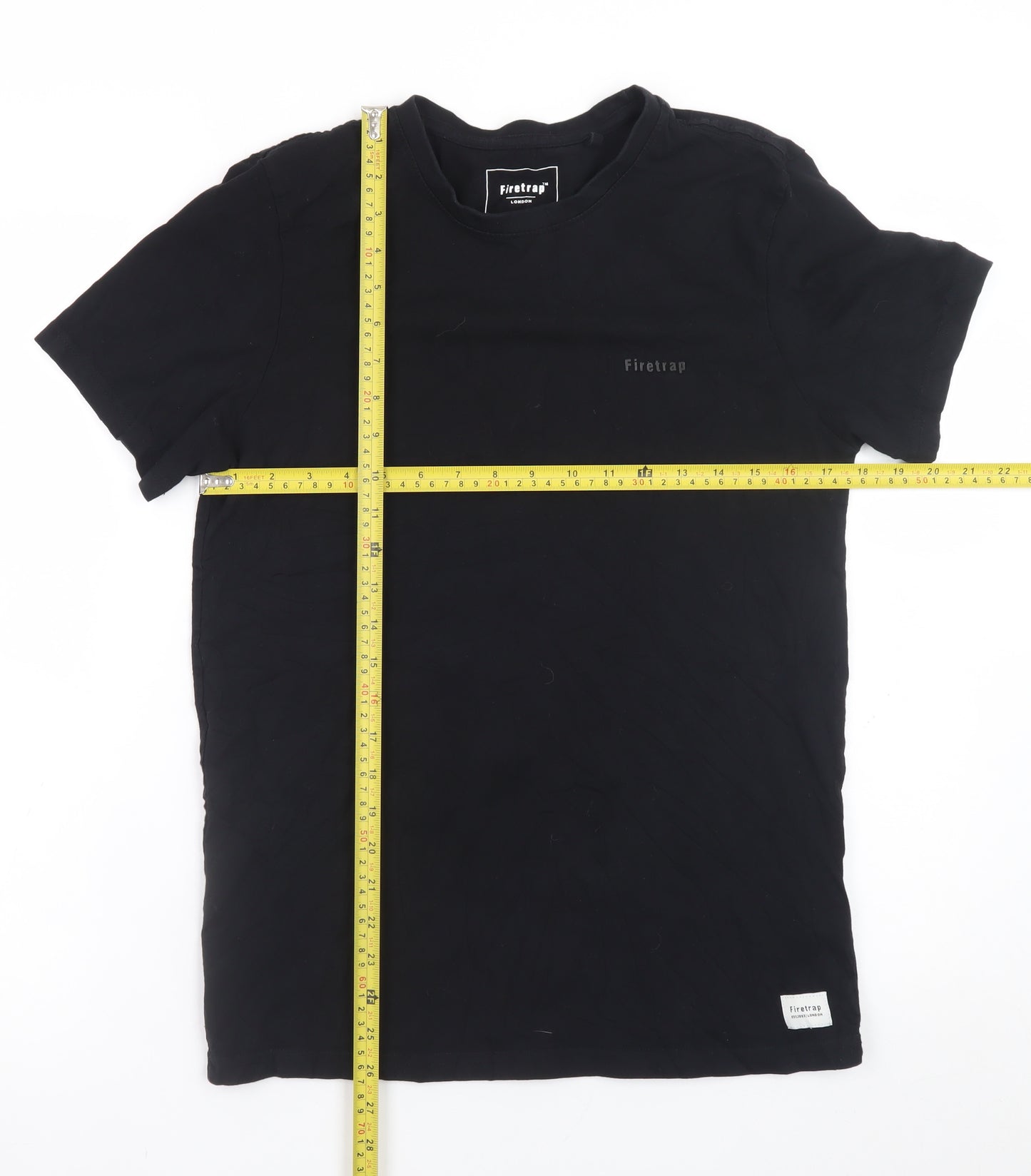Firetrap Men's Black Cotton Crew Neck Short Sleeve T-Shirt M