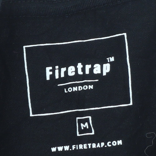 Firetrap Men's Black Cotton Crew Neck Short Sleeve T-Shirt M