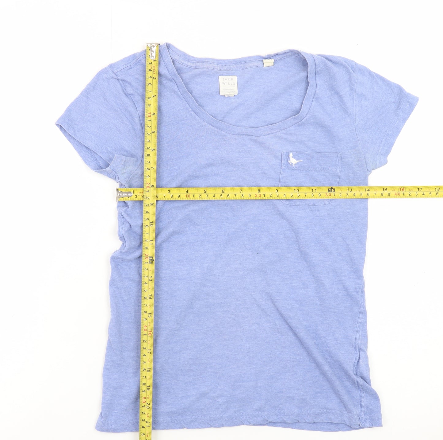 Jack Wills Womens Blue Basic T-Shirt Size 6 Short Sleeve