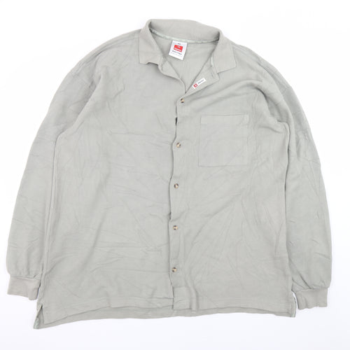 Hanes Men’s Grey XL Cotton Collared Button Basic Jacket