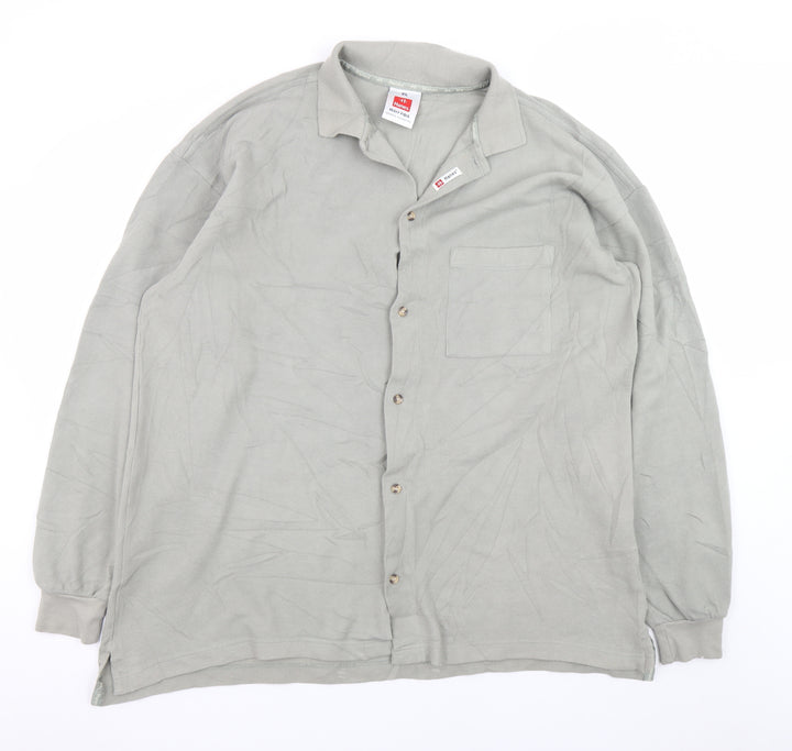 Hanes Men’s Grey XL Cotton Collared Button Basic Jacket