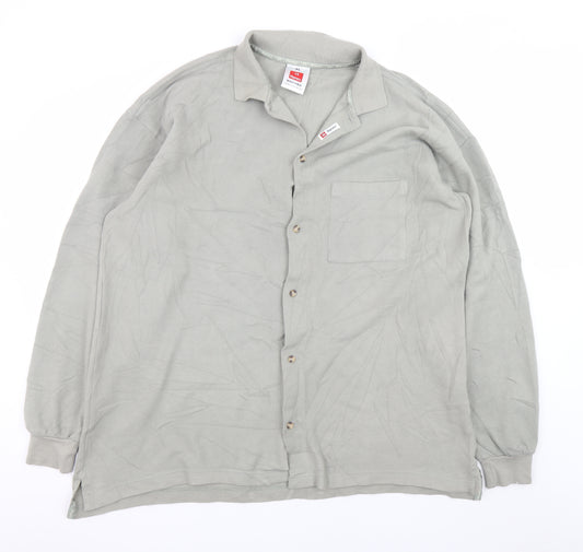 Hanes Men’s Grey XL Cotton Collared Button Basic Jacket