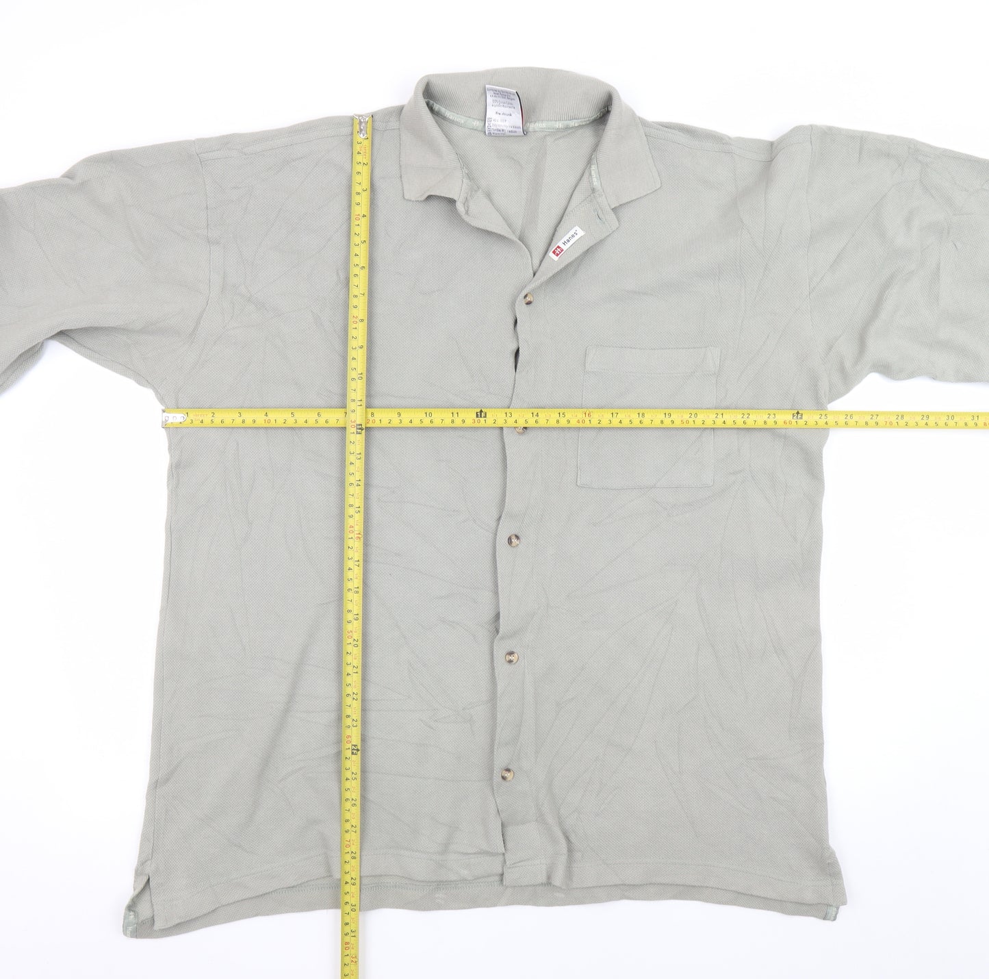 Hanes Men’s Grey XL Cotton Collared Button Basic Jacket