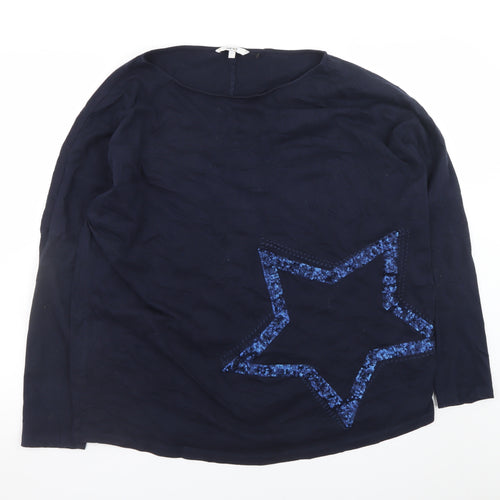 Next Women’s Blue Sequin Star Long Sleeve Cotton T-Shirt L