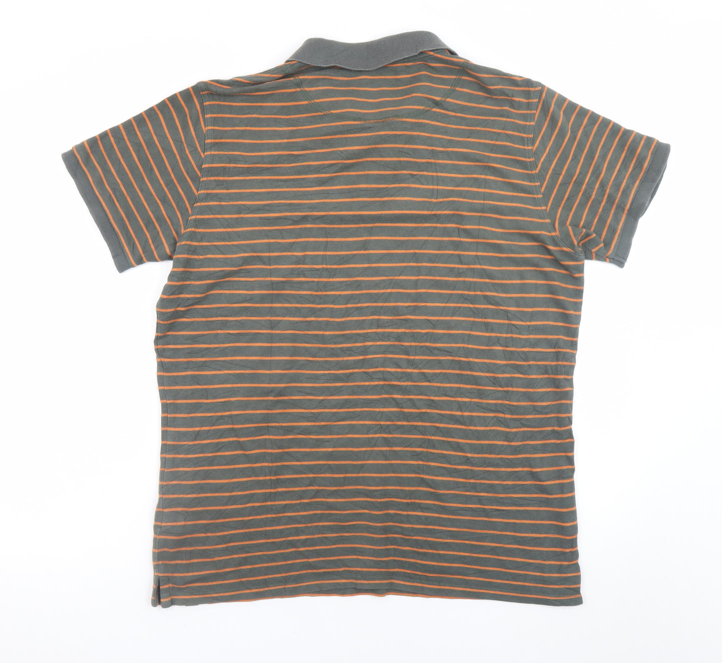BAM Men's Grey Striped Bamboo Polo Shirt XL Regular Fit