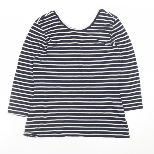 Boden Women Blue White Striped 3/4 Sleeve Cotton Jersey Top UK12