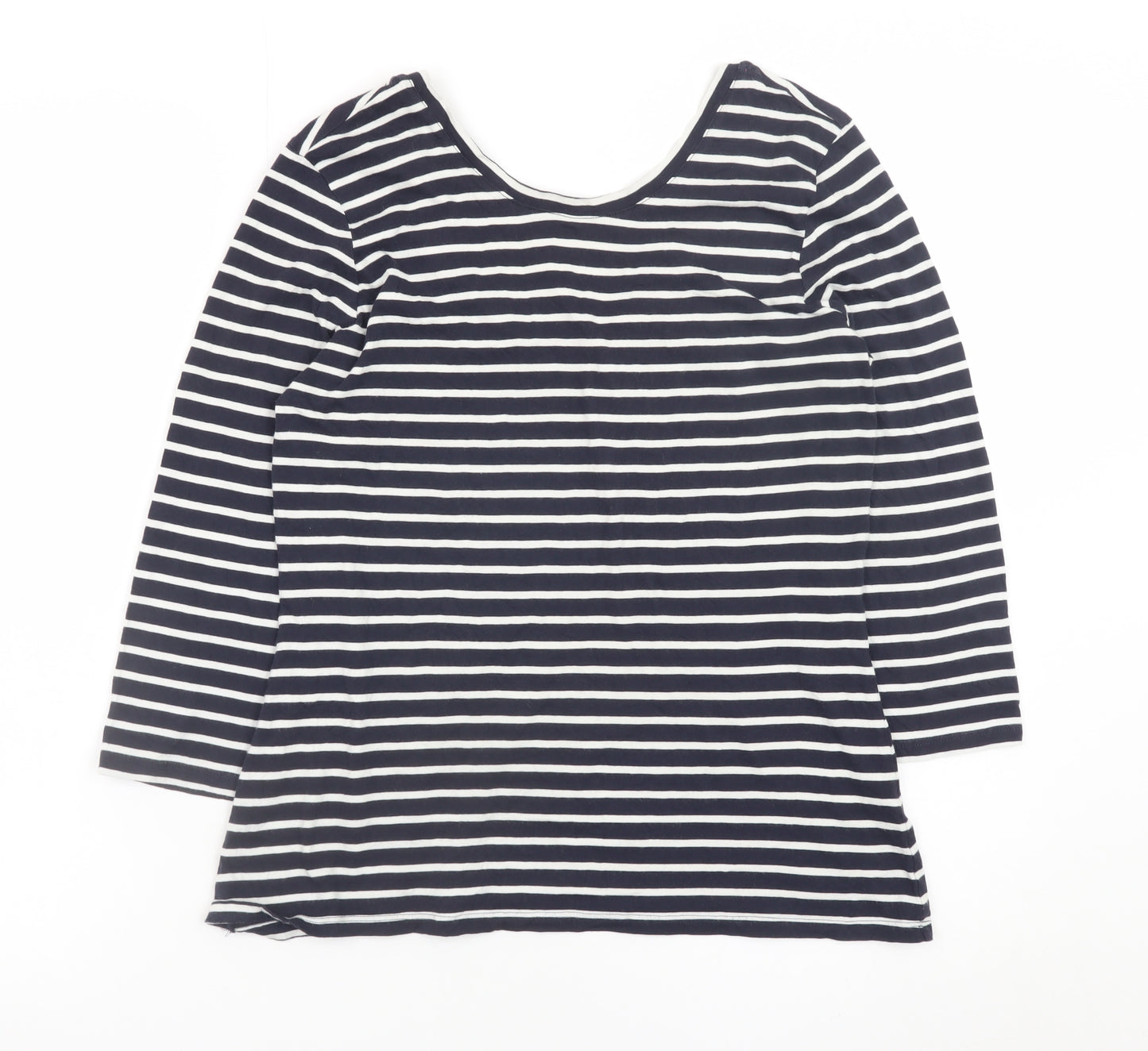 Boden Women Blue White Striped 3/4 Sleeve Cotton Jersey Top UK12