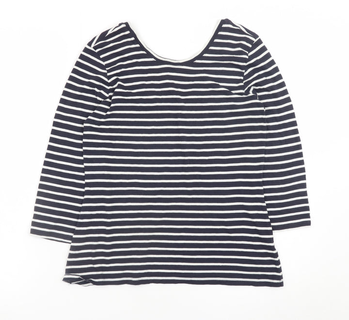 Boden Women Blue White Striped 3/4 Sleeve Cotton Jersey Top UK12