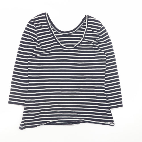 Boden Women Blue White Striped 3/4 Sleeve Cotton Jersey Top UK12