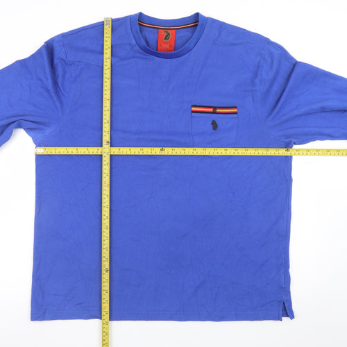Luke Men's Blue Long Sleeve Crew Neck Cotton Blend T-Shirt Size L