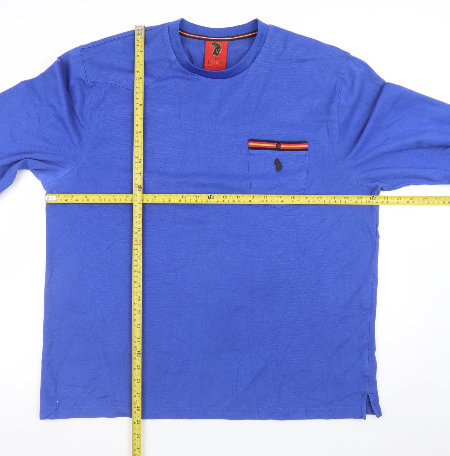 Luke Men's Blue Long Sleeve Crew Neck Cotton Blend T-Shirt Size L