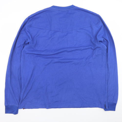 Luke Men's Blue Long Sleeve Crew Neck Cotton Blend T-Shirt Size L