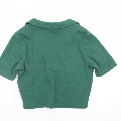 Slazenger Women's Green Cropped Polo Shirt Size 12 Cotton Blend