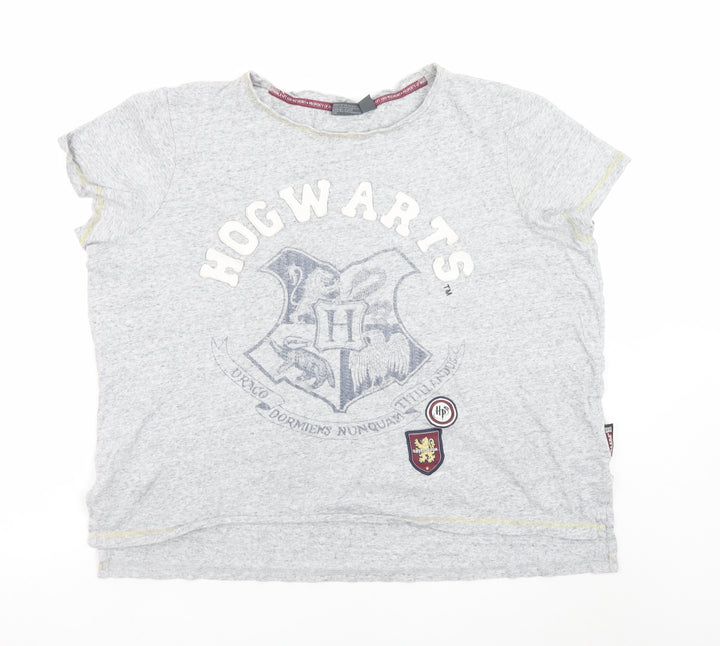 Harry Potter Women's Grey Hogwarts Nightshirt XL Cotton Blend T-Shirt Style