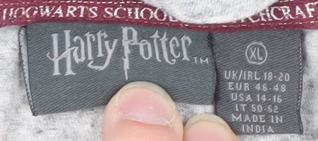 Harry Potter Women's Grey Hogwarts Nightshirt XL Cotton Blend T-Shirt Style
