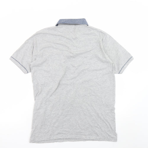 James Pringle Men's Grey Cotton Polo Shirt Size M Short Sleeve