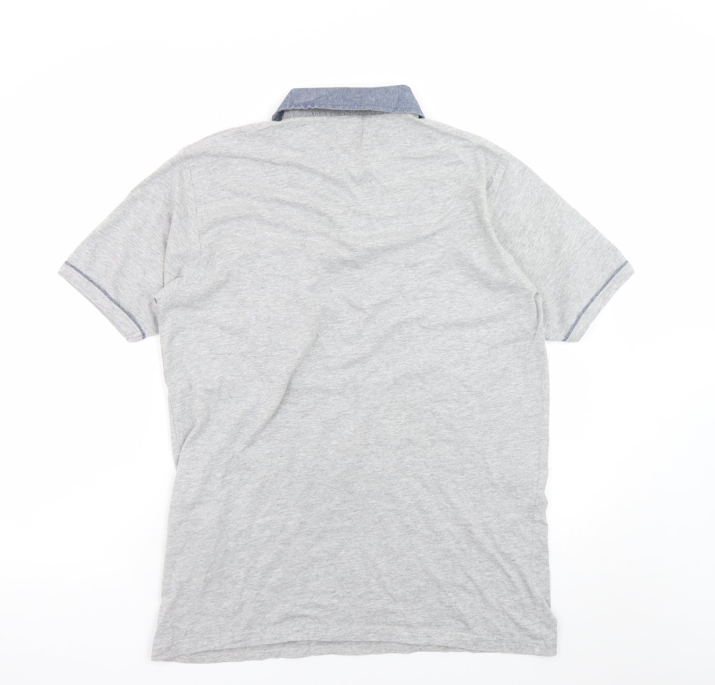 James Pringle Men's Grey Cotton Polo Shirt Size M Short Sleeve