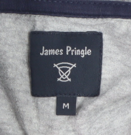 James Pringle Men's Grey Cotton Polo Shirt Size M Short Sleeve