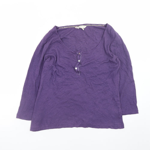 Monsoon Women's Purple 3/4 Sleeve Scoop Neck Cotton T-Shirt M