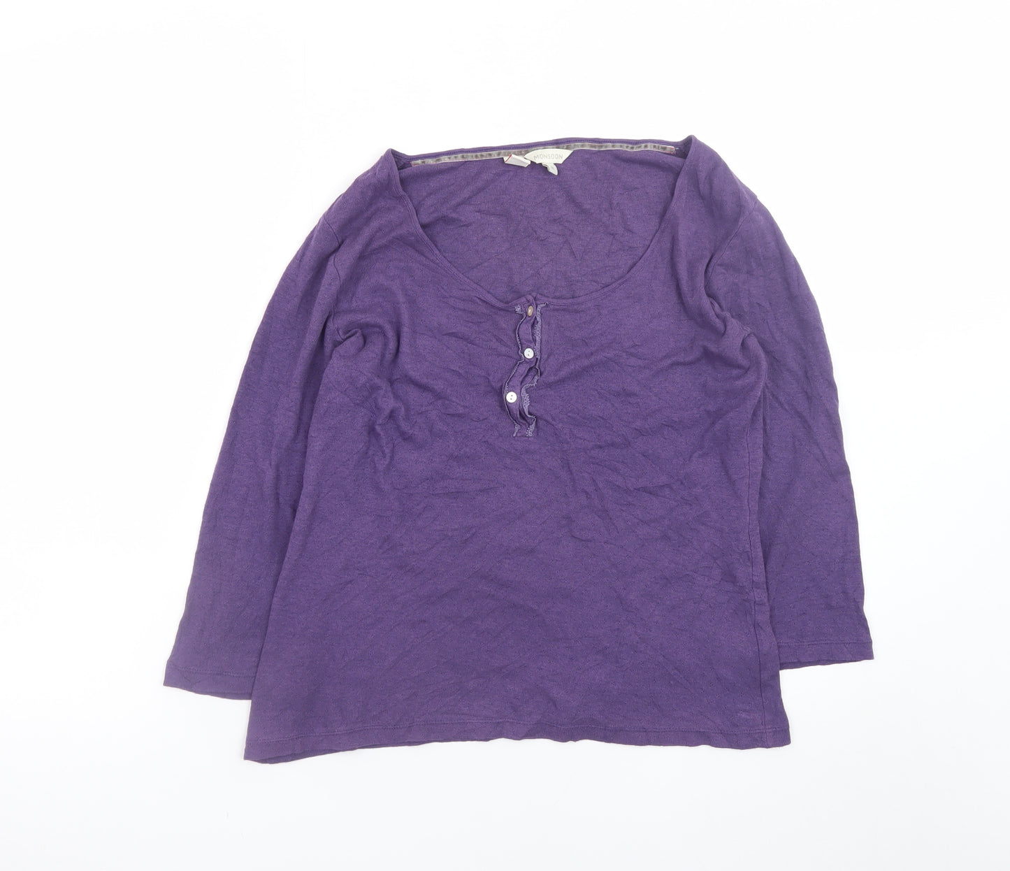 Monsoon Women's Purple 3/4 Sleeve Scoop Neck Cotton T-Shirt M