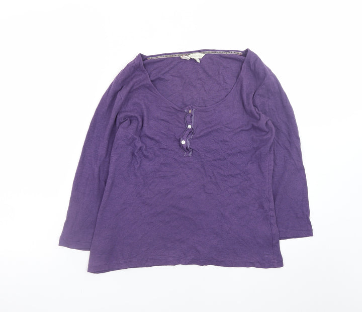 Monsoon Women's Purple 3/4 Sleeve Scoop Neck Cotton T-Shirt M