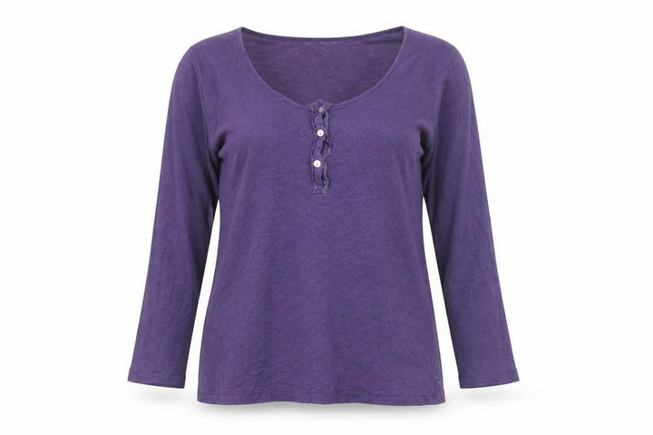 Monsoon Women's Purple 3/4 Sleeve Scoop Neck Cotton T-Shirt M