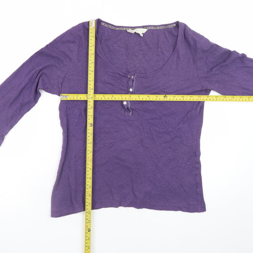 Monsoon Women's Purple 3/4 Sleeve Scoop Neck Cotton T-Shirt M