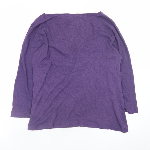 Monsoon Women's Purple 3/4 Sleeve Scoop Neck Cotton T-Shirt M