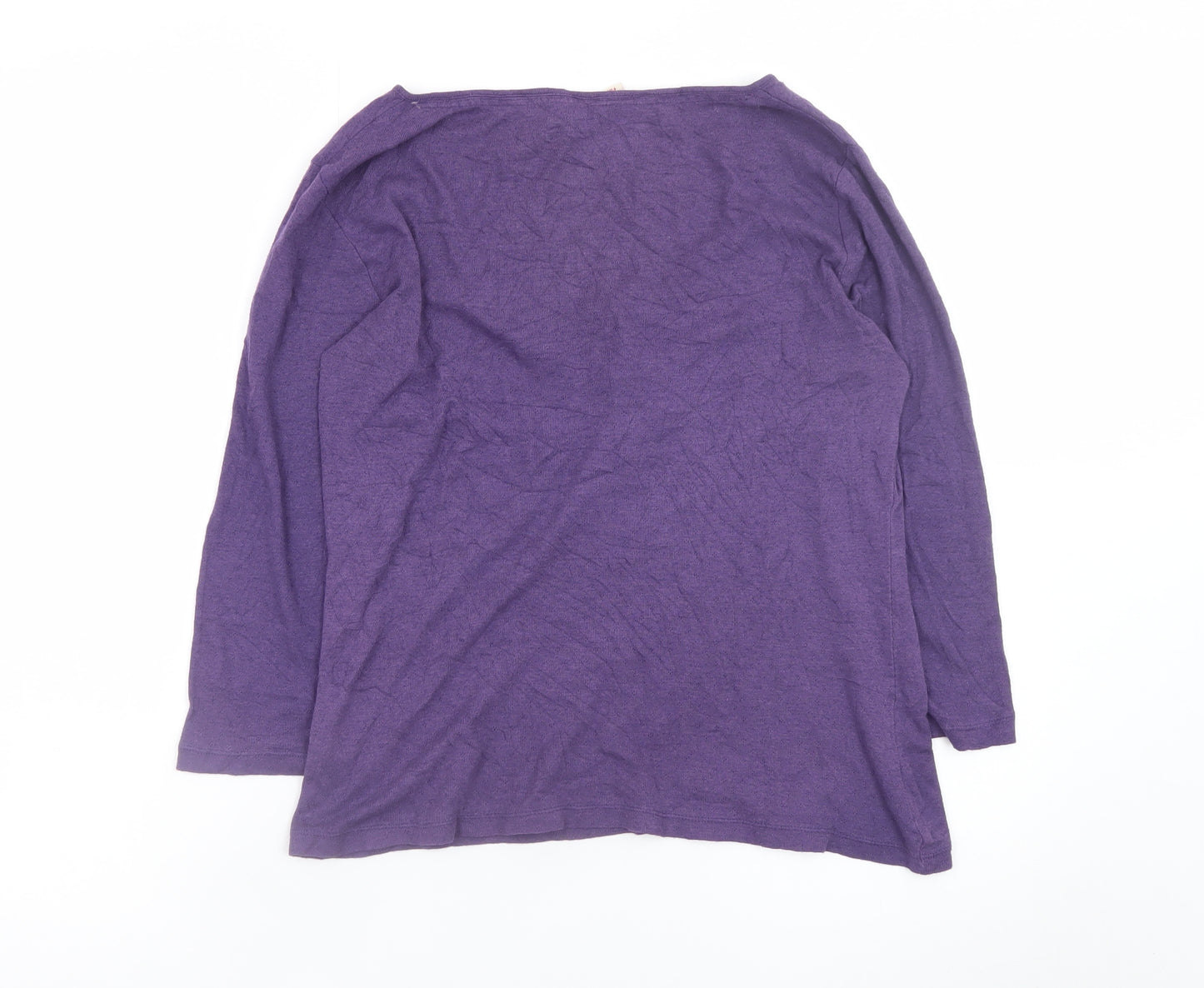 Monsoon Women's Purple 3/4 Sleeve Scoop Neck Cotton T-Shirt M