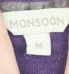 Monsoon Women's Purple 3/4 Sleeve Scoop Neck Cotton T-Shirt M