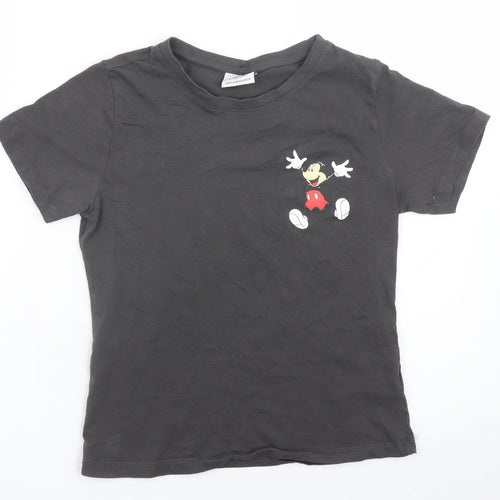 Disney Women's Black Mickey Mouse Short Sleeve Cotton T-Shirt Size S