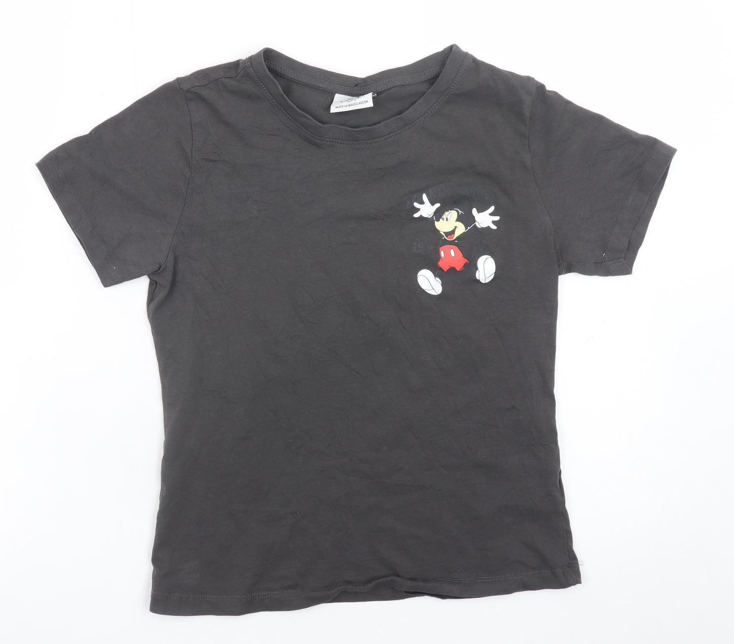 Disney Women's Black Mickey Mouse Short Sleeve Cotton T-Shirt Size S