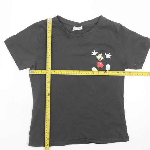 Disney Women's Black Mickey Mouse Short Sleeve Cotton T-Shirt Size S