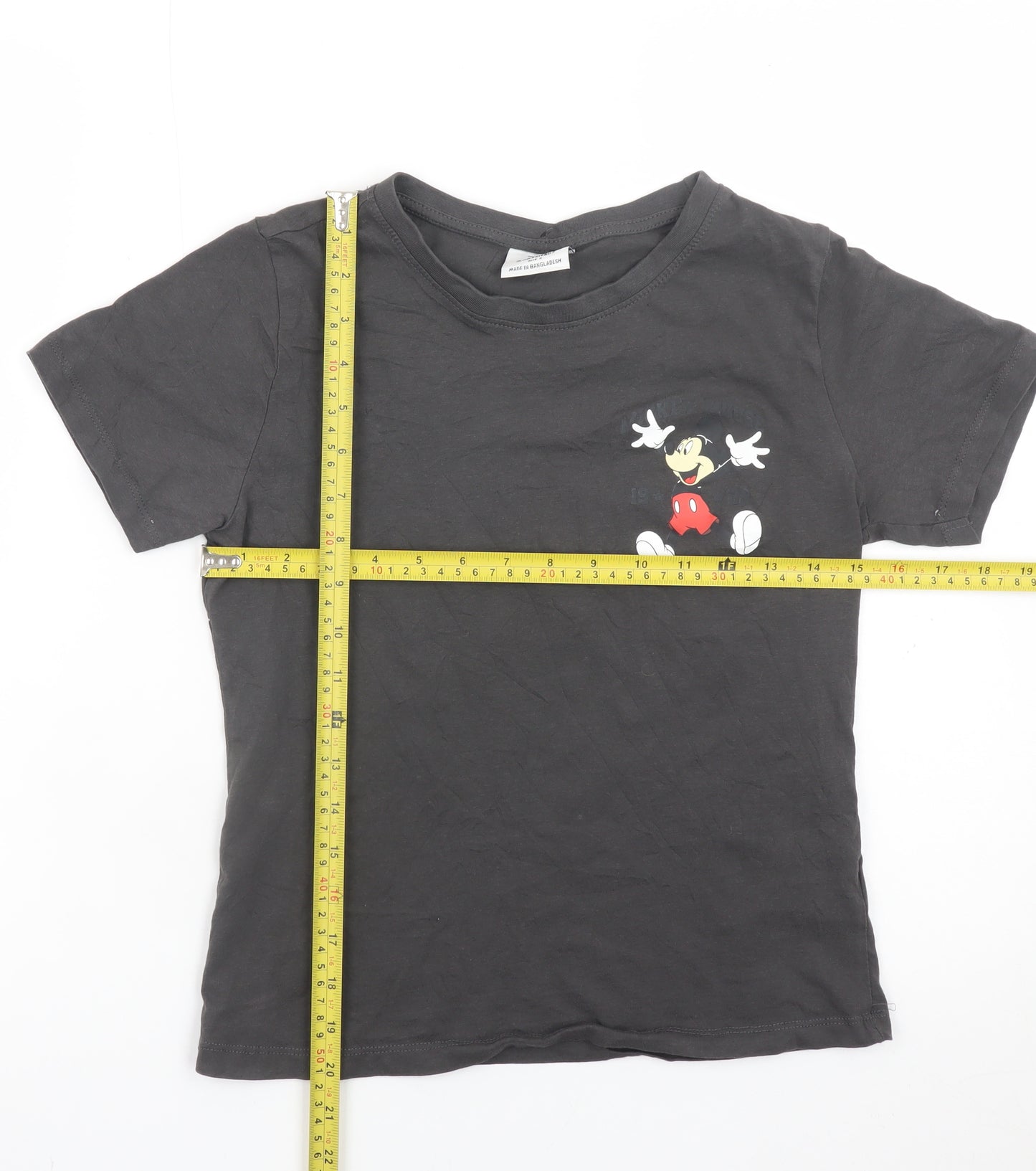 Disney Women's Black Mickey Mouse Short Sleeve Cotton T-Shirt Size S