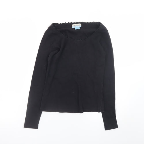 Monsoon Women Black Long Sleeve Cotton Jersey Top Size 12