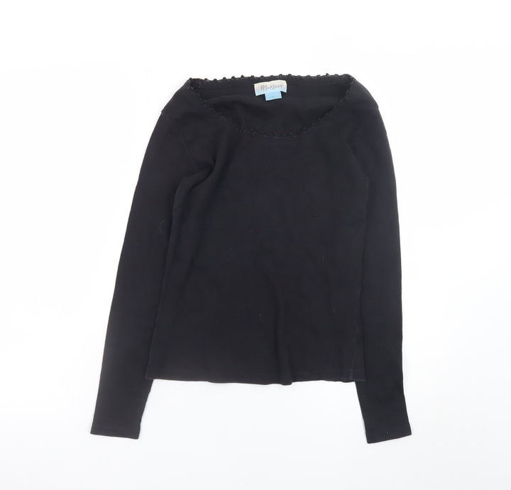 Monsoon Women Black Long Sleeve Cotton Jersey Top Size 12