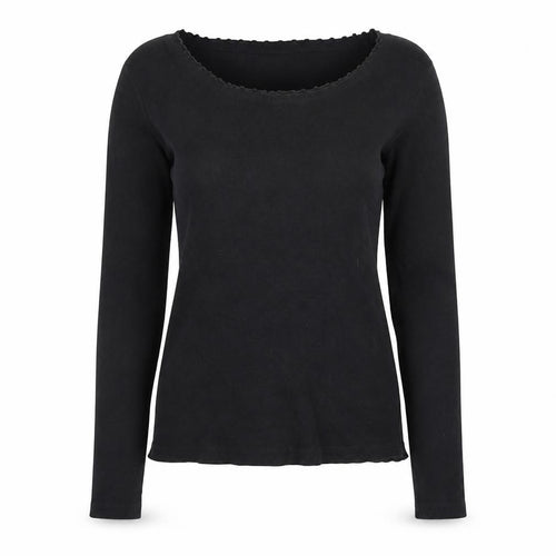 Monsoon Women Black Long Sleeve Cotton Jersey Top Size 12