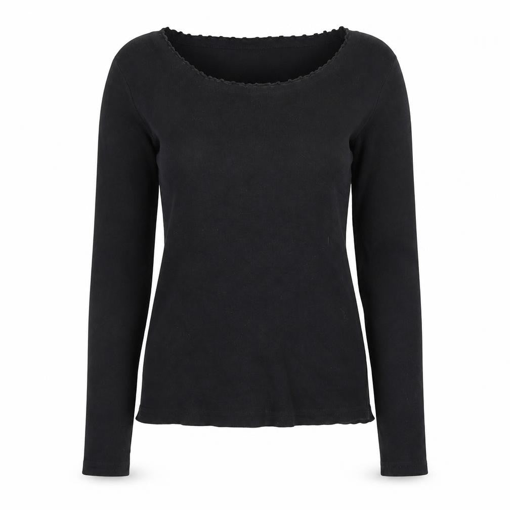 Monsoon Women Black Long Sleeve Cotton Jersey Top Size 12