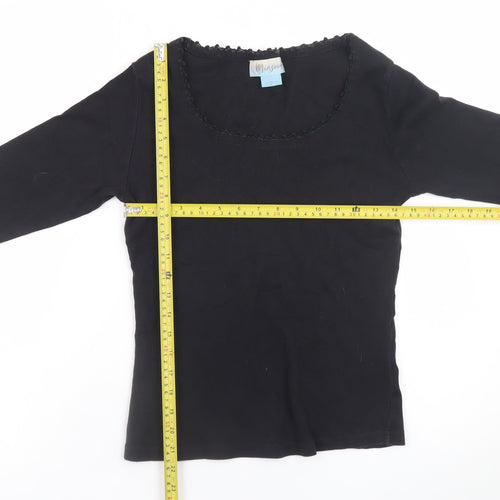 Monsoon Women Black Long Sleeve Cotton Jersey Top Size 12
