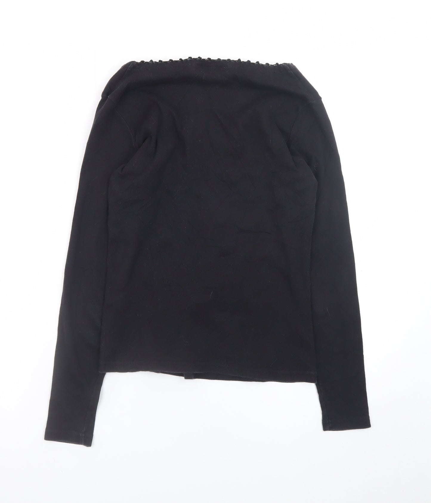 Monsoon Women Black Long Sleeve Cotton Jersey Top Size 12
