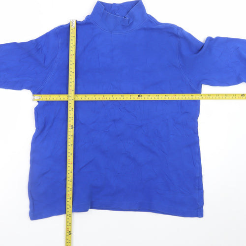 Lands' End Men's Blue Mock Neck Long Sleeve Relaxed Fit T-Shirt M