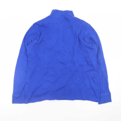Lands' End Men's Blue Mock Neck Long Sleeve Relaxed Fit T-Shirt M