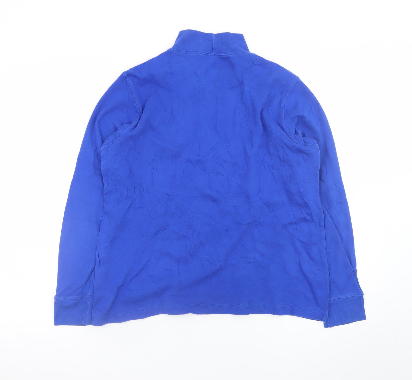 Lands' End Men's Blue Mock Neck Long Sleeve Relaxed Fit T-Shirt M
