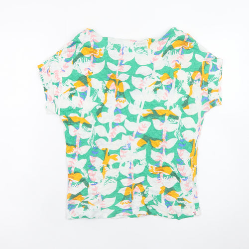 White Stuff Womens Multicoloured Floral T-Shirt Size 8 Linen Cotton