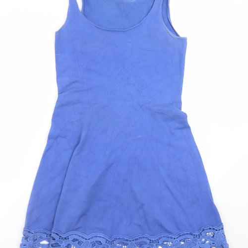 Jigsaw Blue Cotton Blend Sleeveless Tank Dress Women M