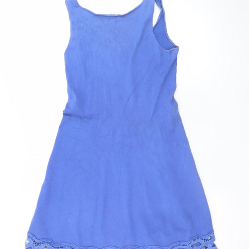 Jigsaw Blue Cotton Blend Sleeveless Tank Dress Women M